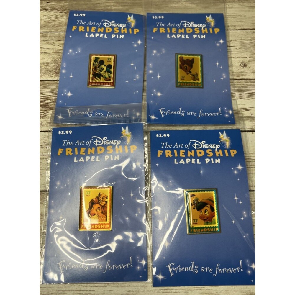 NIP Disney USPS Stamps Friendship Lapel Pins - Lot of 4 RARE! RETIRED!